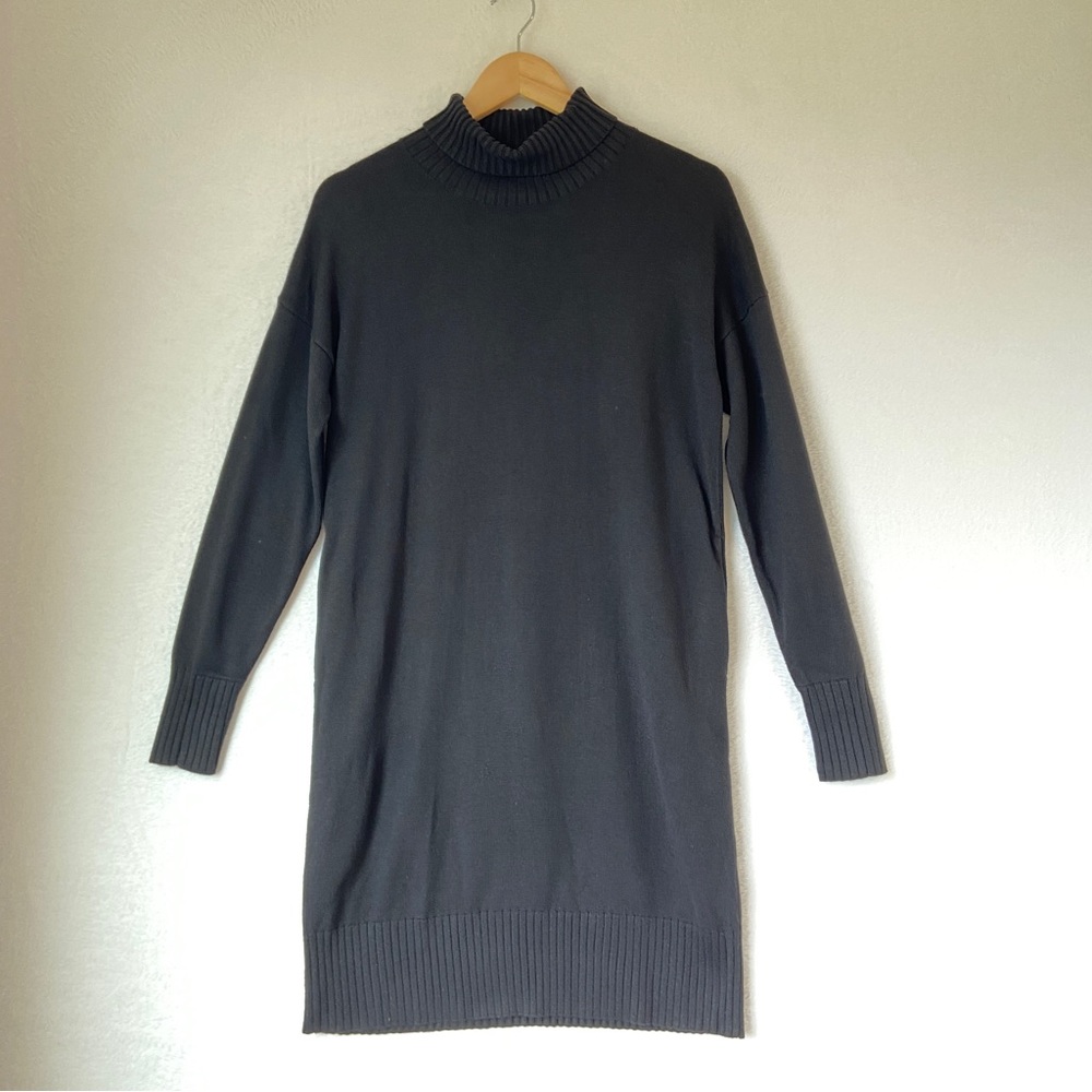 Lululemon womens black knit turtleneck long sleeve mini sweater dress size small